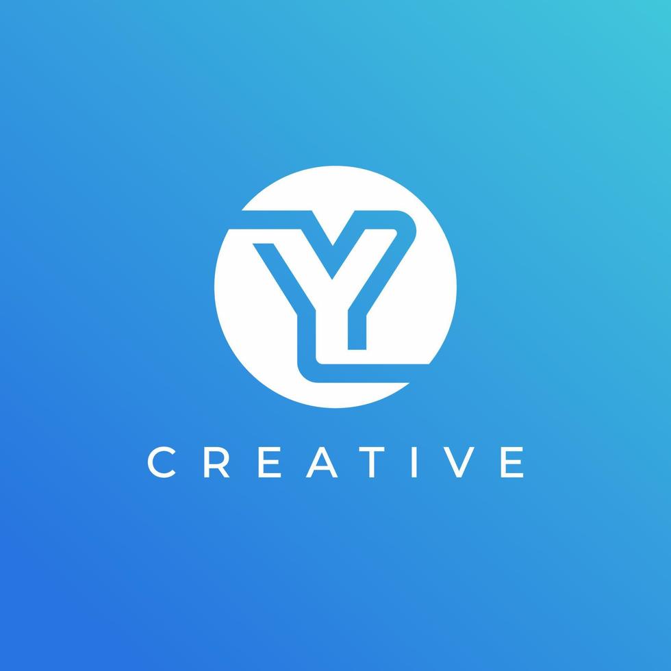 Letter Y logo design template with white color and blue background vector