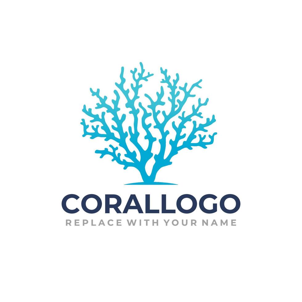 logotipo de coral con un icono de coral azul vector