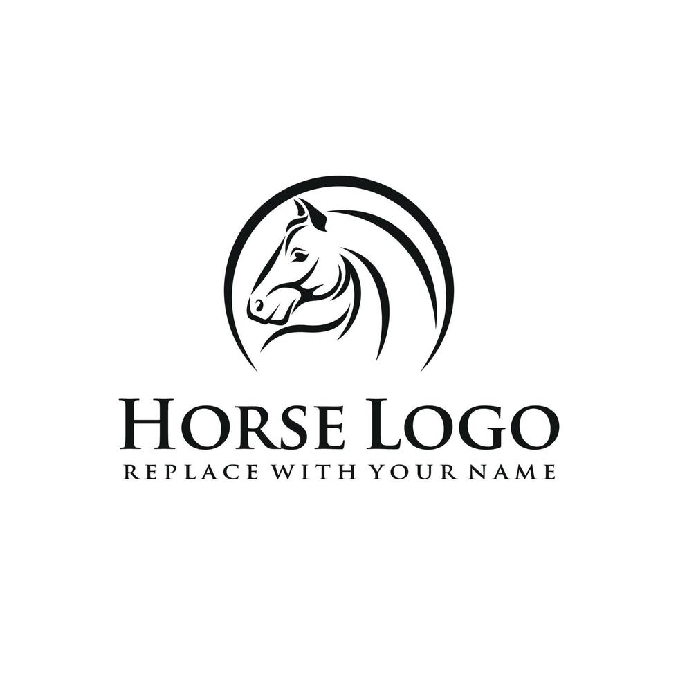 Horse head logo with black and white color 6207718 Vector Art at Vecteezy