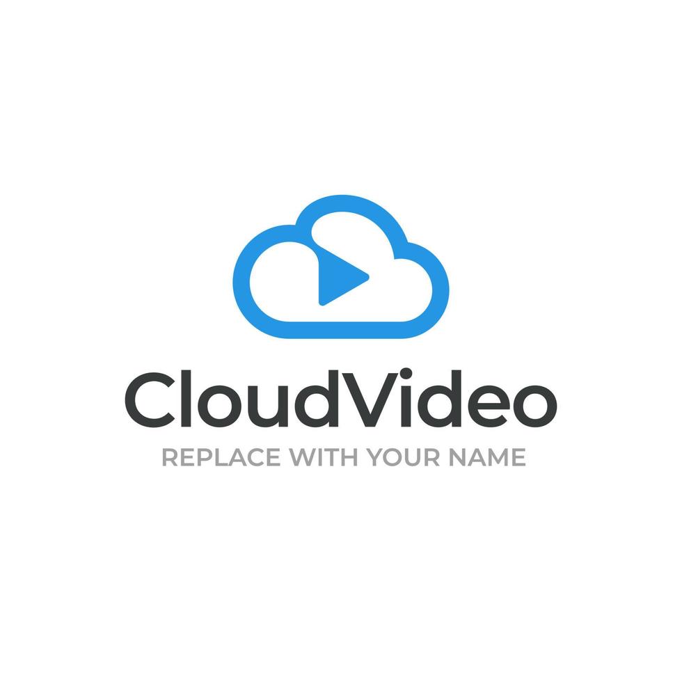 Cloud logo with video and cloud icons vector