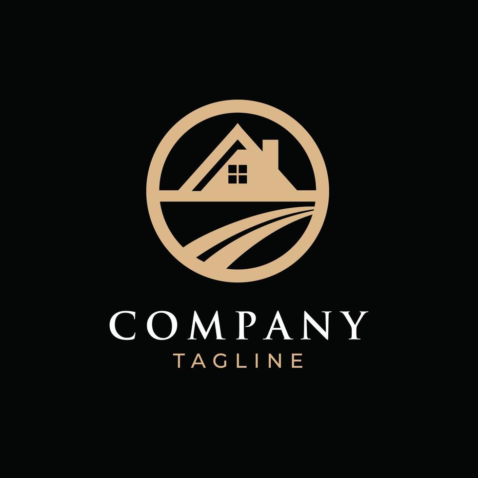 Real estate logo with a circle style and black background vector