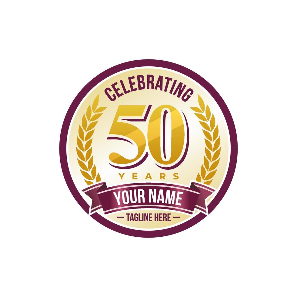 50 year anniversary logo with circle badge style vector