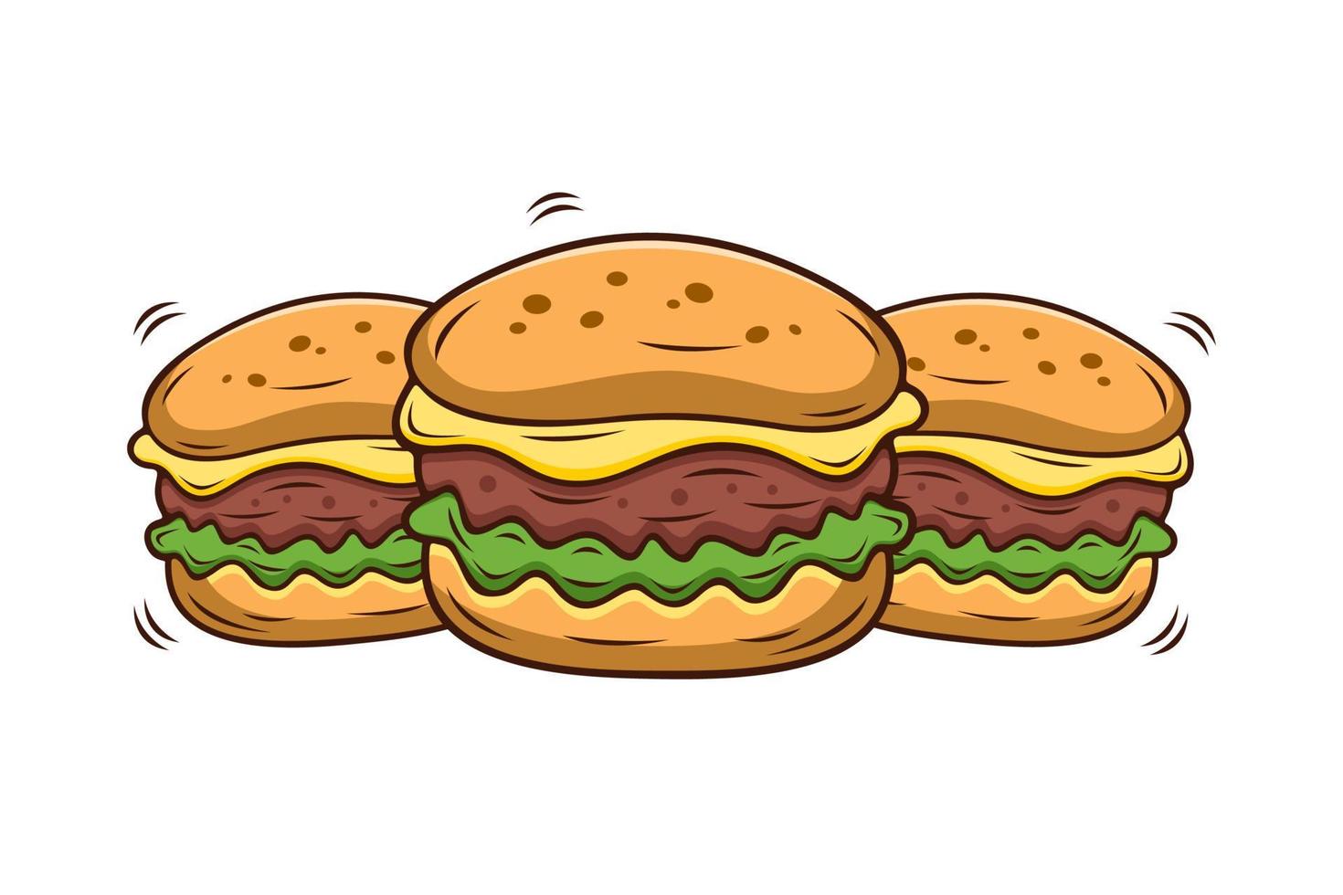 Ilustración de vector de hamburguesa con fondo blanco