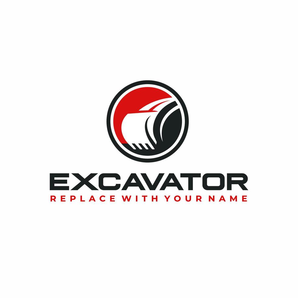 Excavator logo with red and black color vector