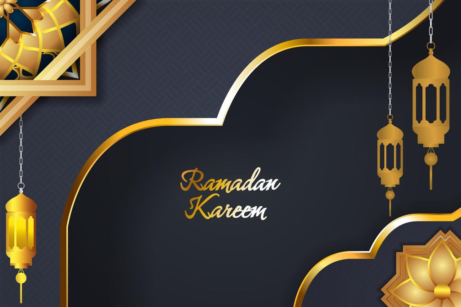 ramadan kareem estilo islámico fondo color negro vector