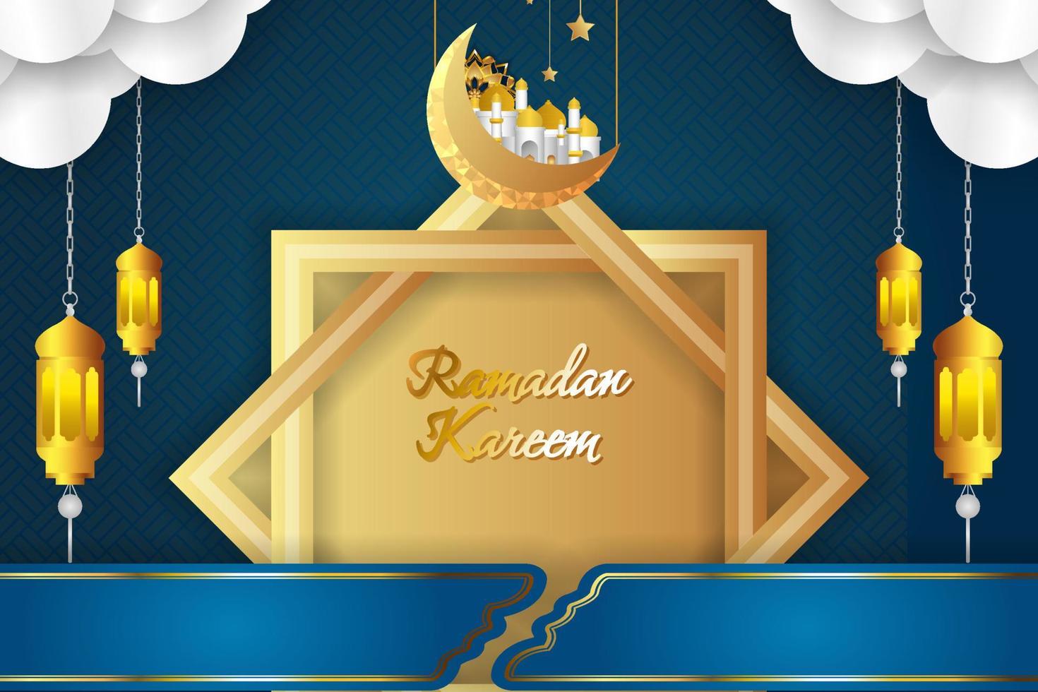 Background Ramadan Kareem Islamic Style with element vector
