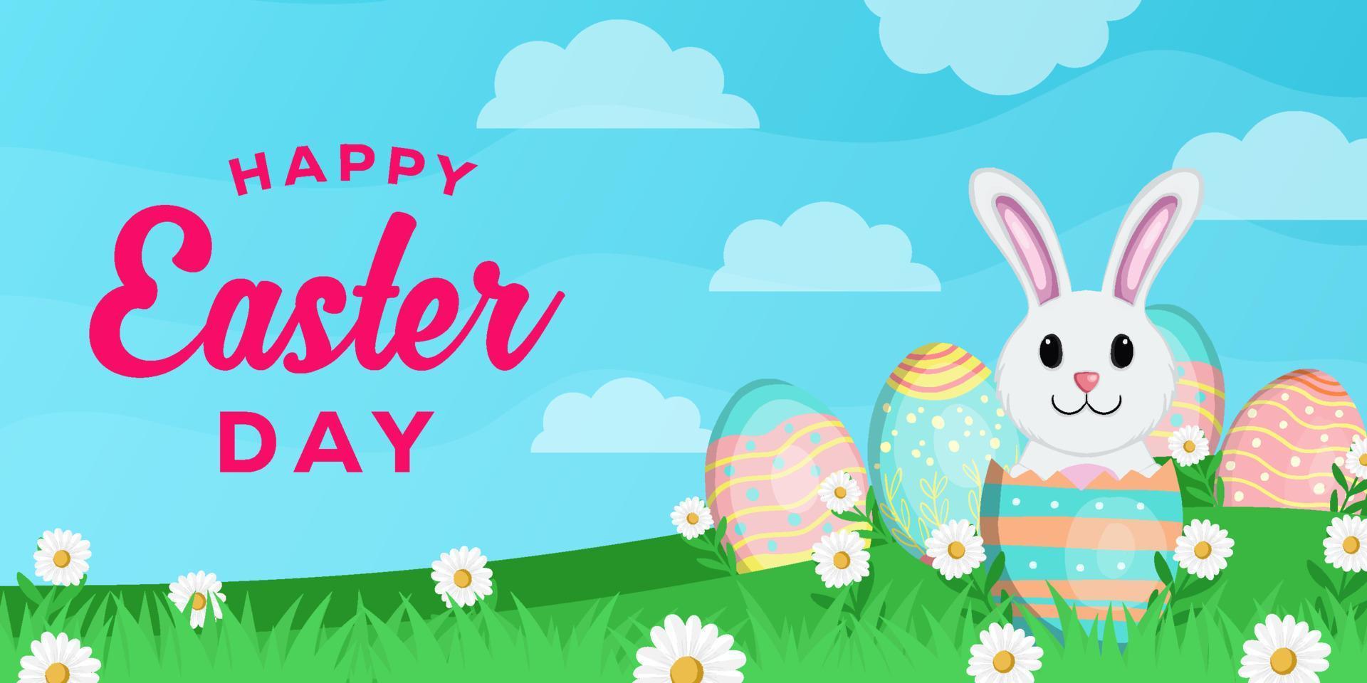 día de pascua banner diseño ilustración dibujado a mano vector