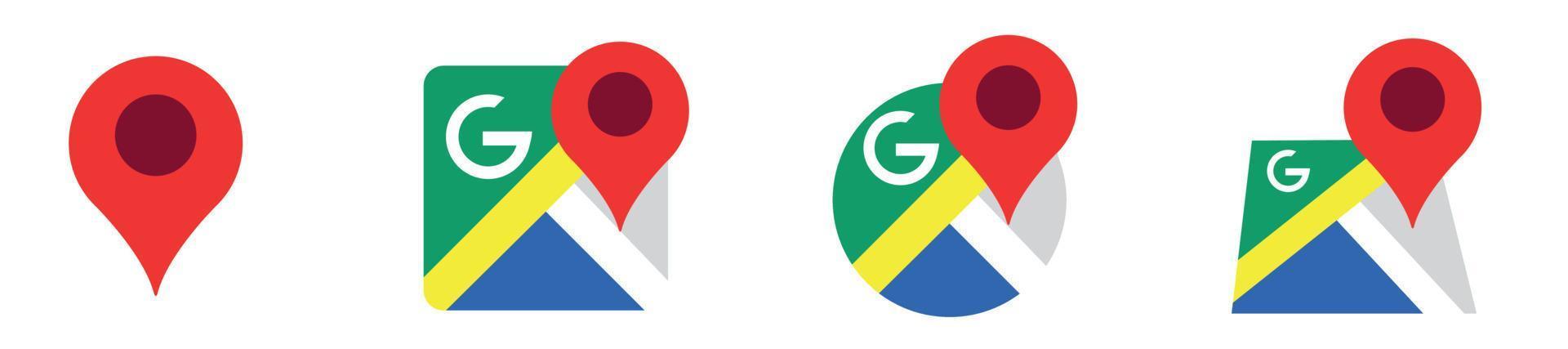 conjunto de iconos de Google Maps, marcadores de pin de mapa, símbolo de icono de ubicación, signo del sistema de posicionamiento global, ilustración vectorial vector