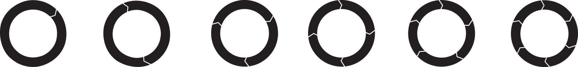 Circle arrows icon set. Round reload sign, repeat icon, rotate arrow symbol vector