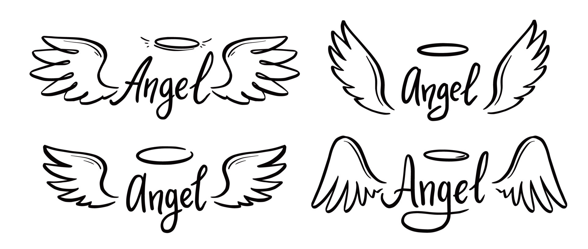 Angel wing with halo and angel lettering text 6207912 Vector Art at ...