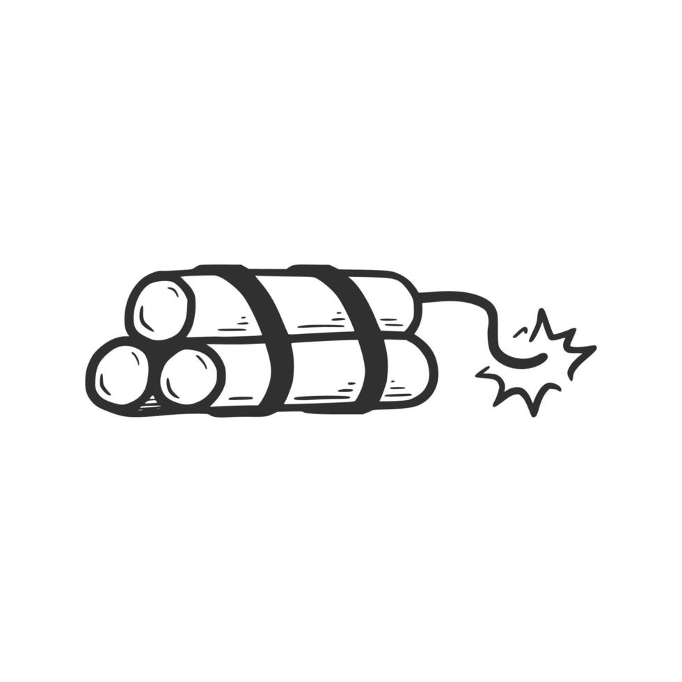 Hand drawn dynamite with fire element vector