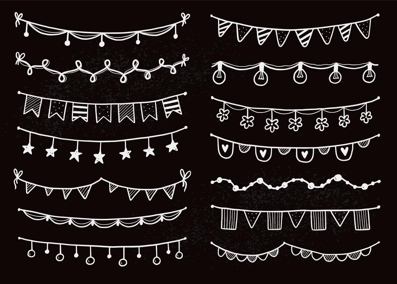 Party garland set with flag, bunting, pennant vector