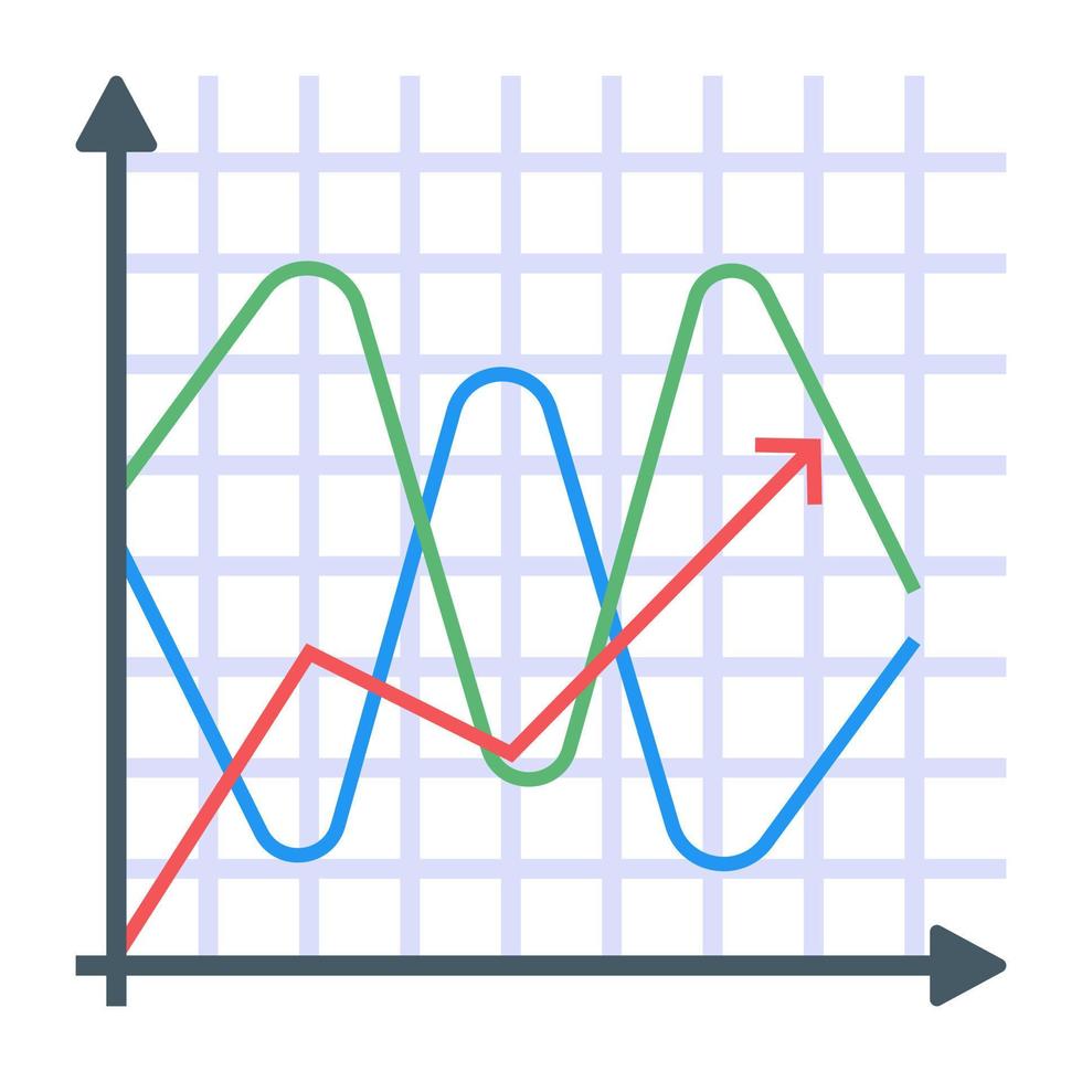 un icono plano de gráfico de líneas vector