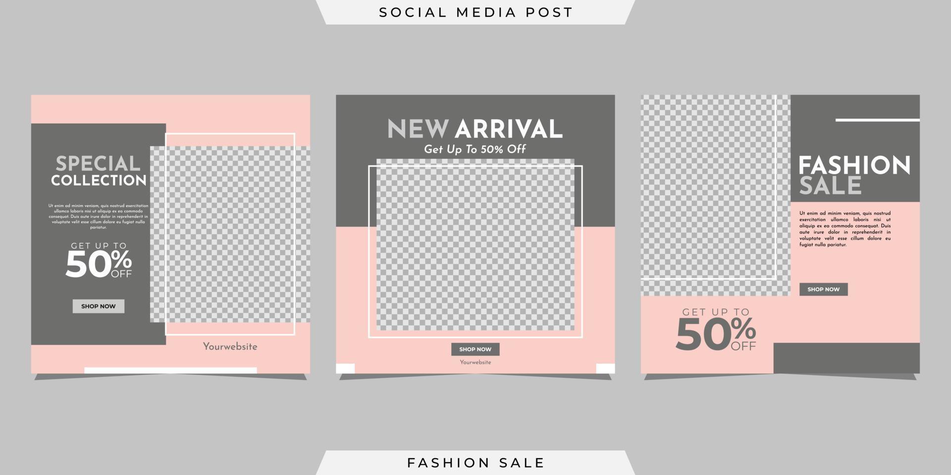 colección de diseño de plantilla de banner de publicación en redes sociales. para marketing digital, moda de marca de promoción, etc. vector