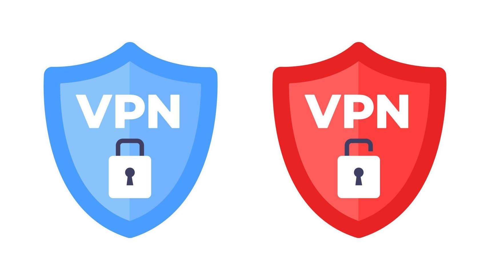 escudo inalámbrico con texto vpn y sin vpn wifi icono signo ilustración vectorial de diseño plano. vector