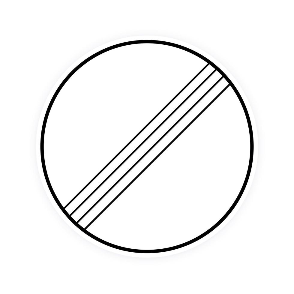 International round traffic derestriction end of speed limit sign flat style design vector illustration.