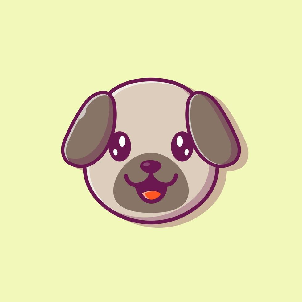 Ilustración de icono de vector de dibujos animados de cara de perro lindo. concepto de icono de naturaleza animal vector premium aislado. estilo de dibujos animados plana