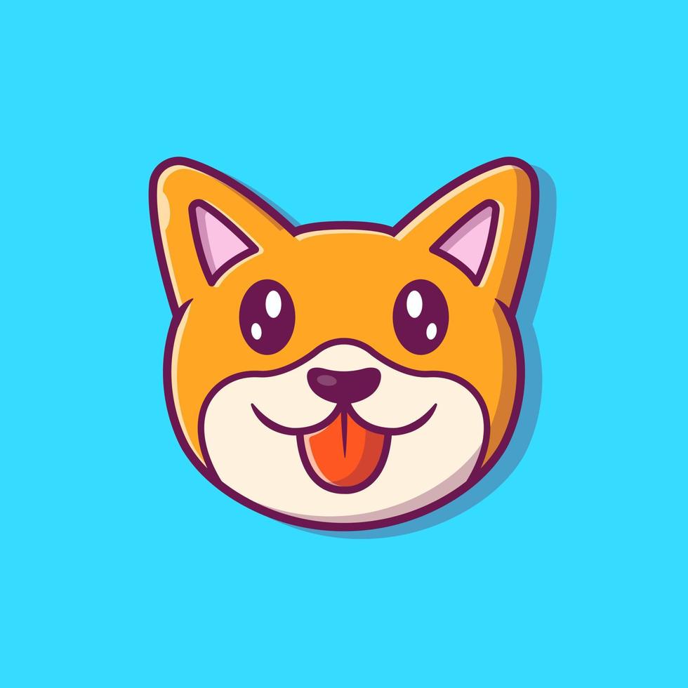 Ilustración de icono de vector de dibujos animados de cara de perro lindo. concepto de icono de naturaleza animal vector premium aislado. estilo de dibujos animados plana