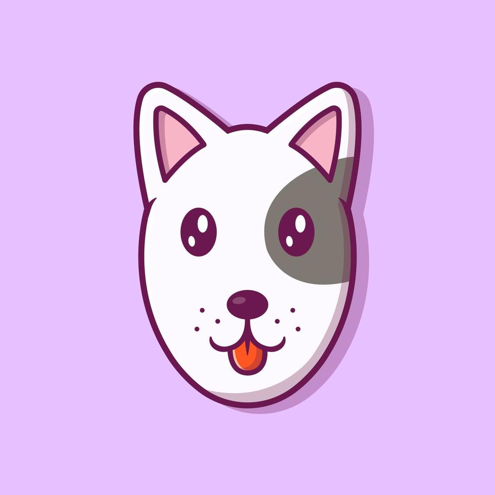 Ilustración de icono de vector de dibujos animados de cara de perro lindo. concepto de icono de naturaleza animal vector premium aislado. estilo de dibujos animados plana