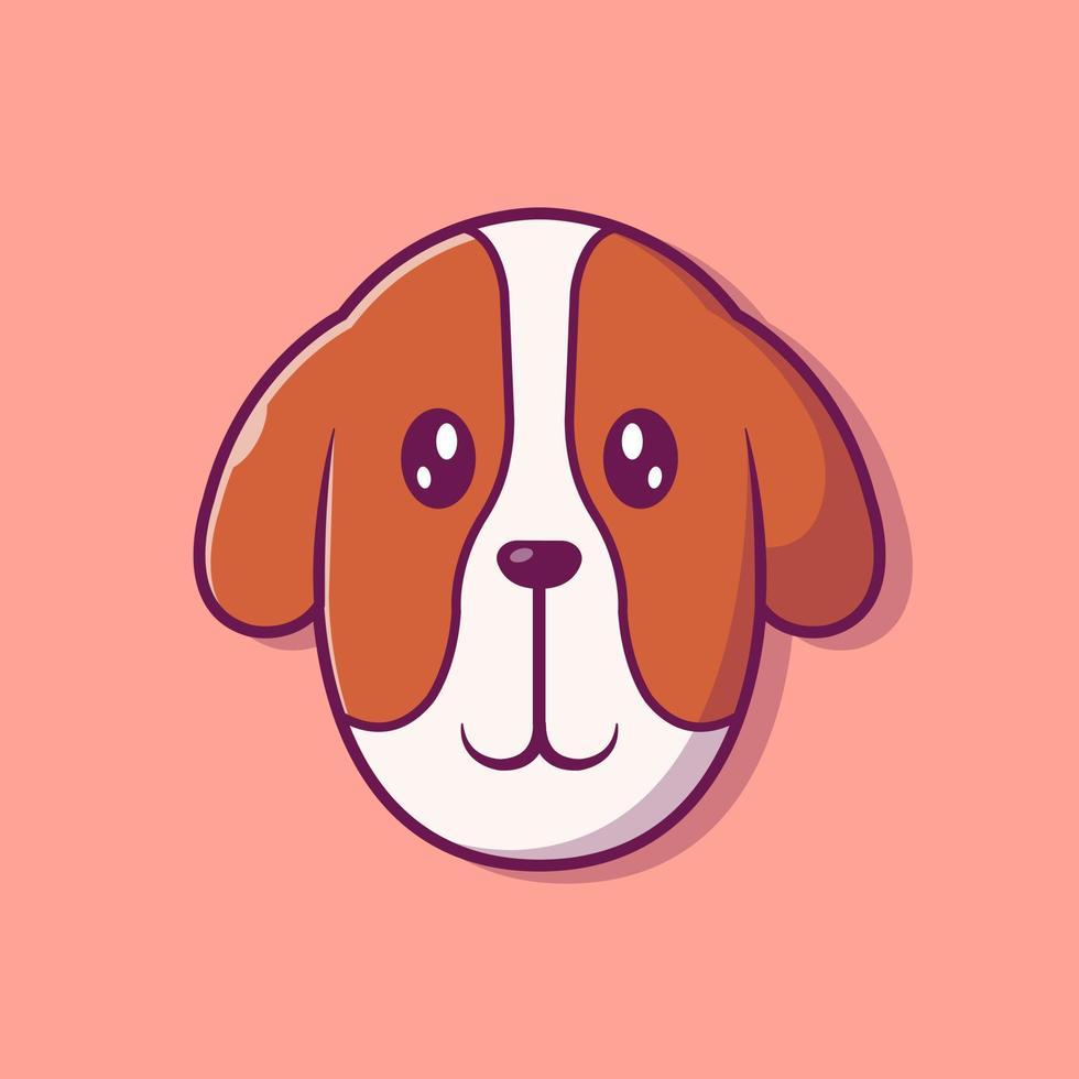 Ilustración de icono de vector de dibujos animados de cara de perro lindo. concepto de icono de naturaleza animal vector premium aislado. estilo de dibujos animados plana