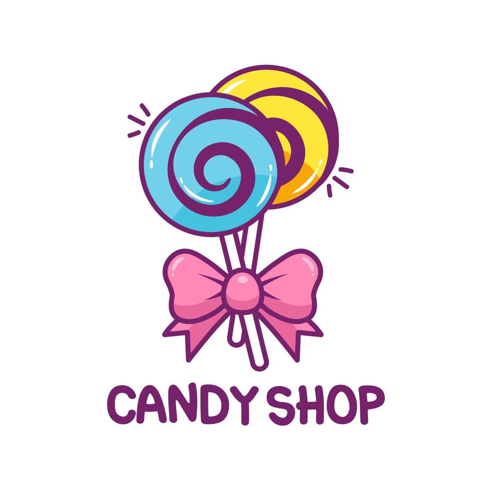 logo de concepto de tienda de dulces coloridos vector