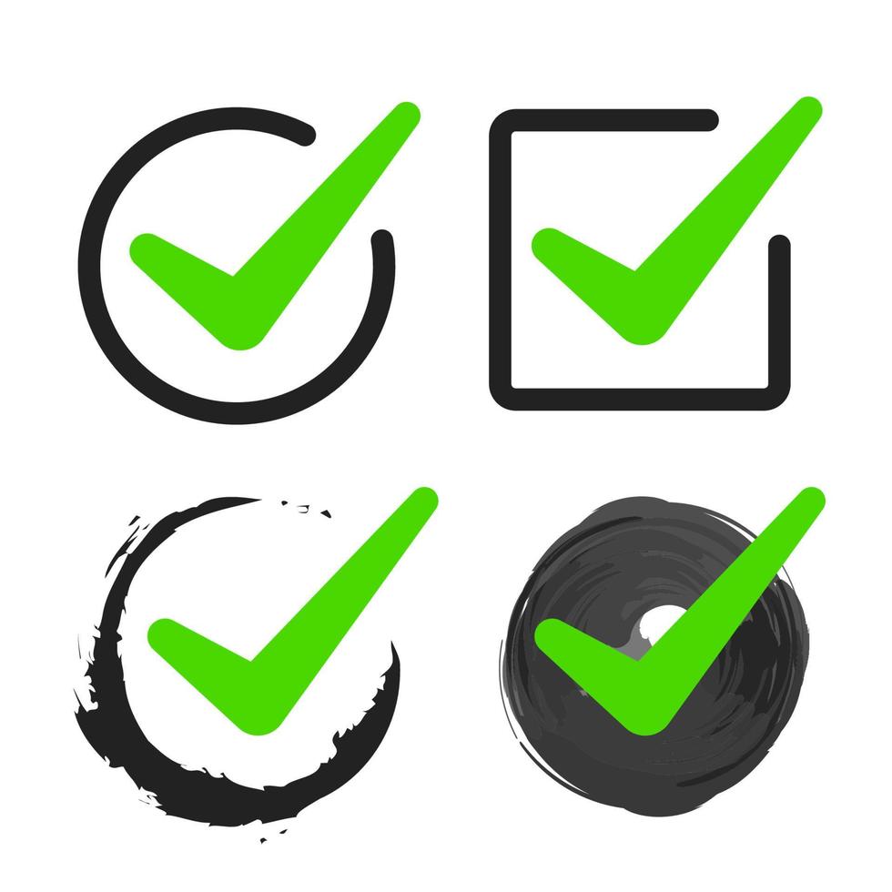 green check box icons set vector