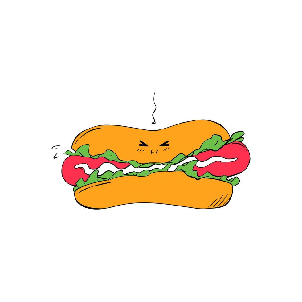 hand drawn hotdog doodle vector