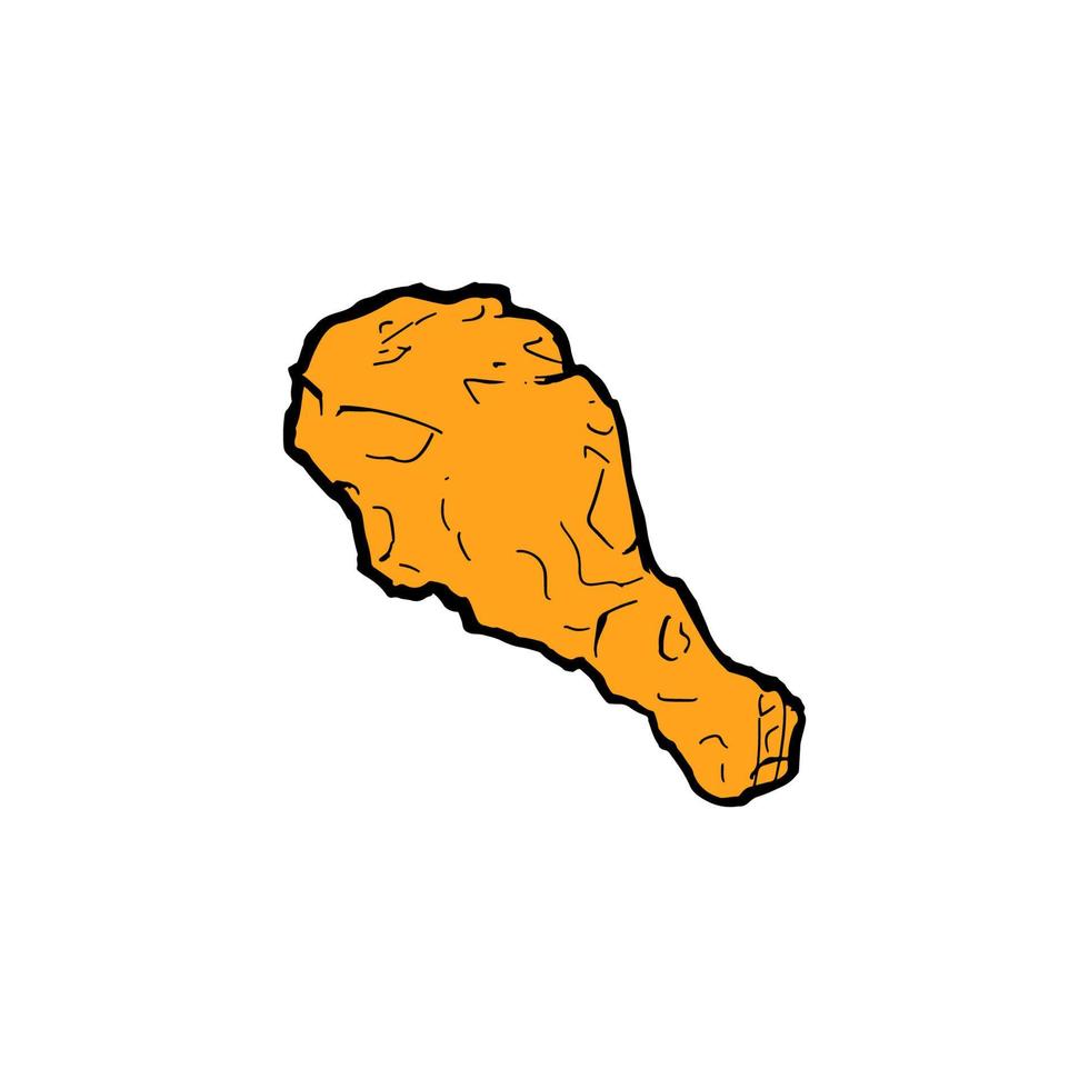 vector de doodle de pollo frito dibujado a mano