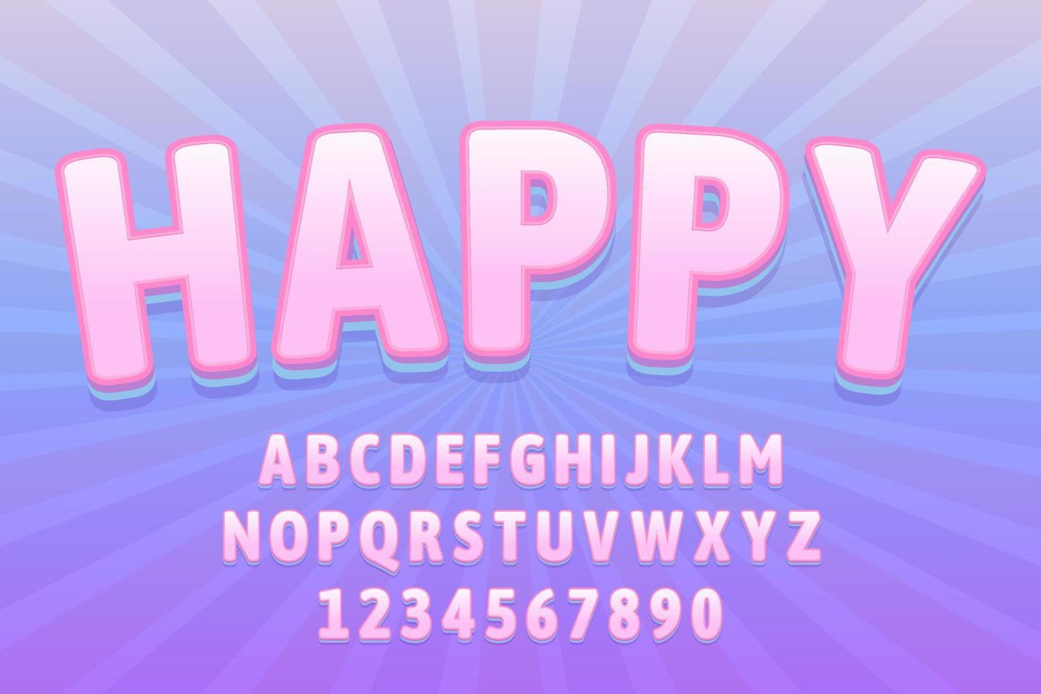 decorative happy alphabet text effect vector