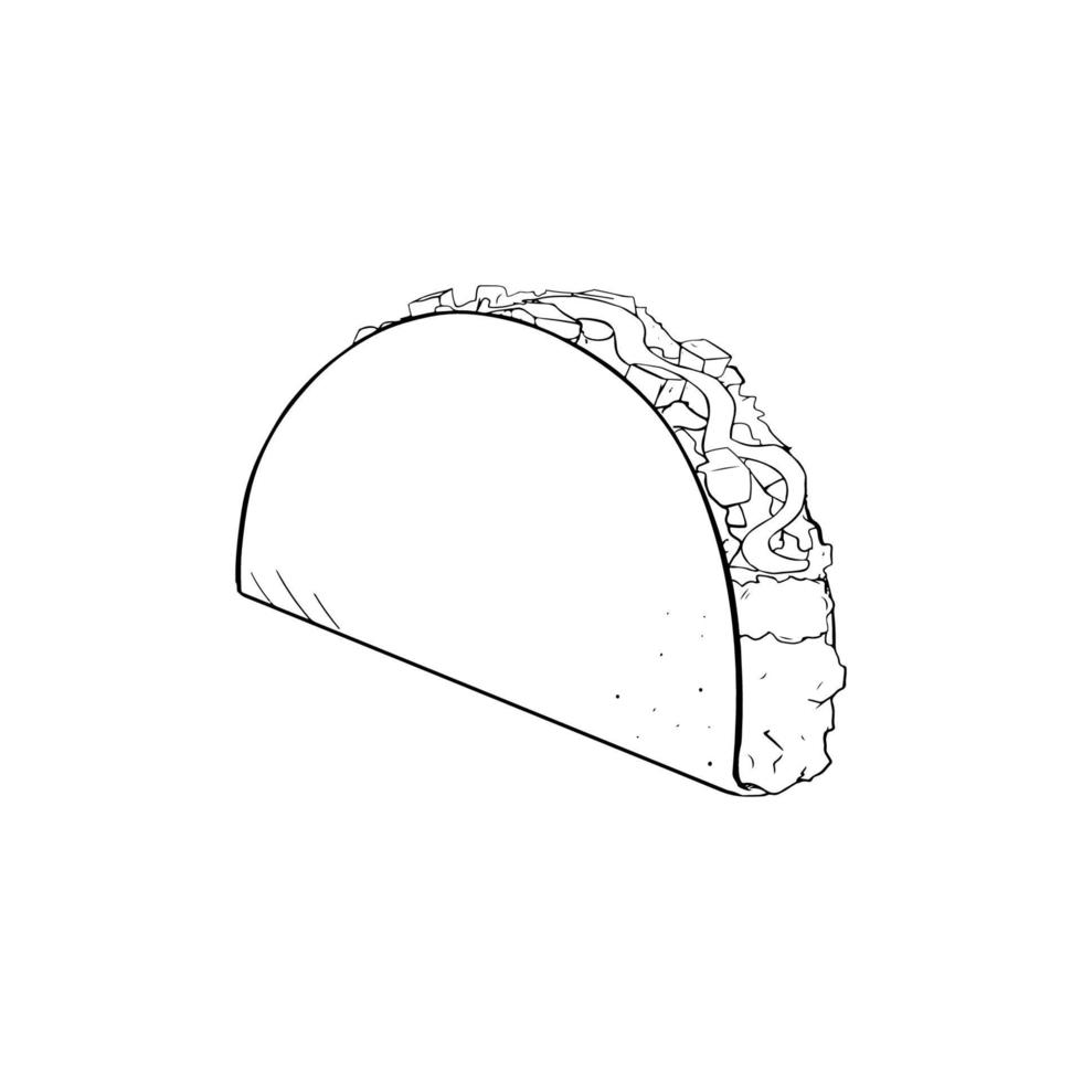 hand drawn taco doodle vector