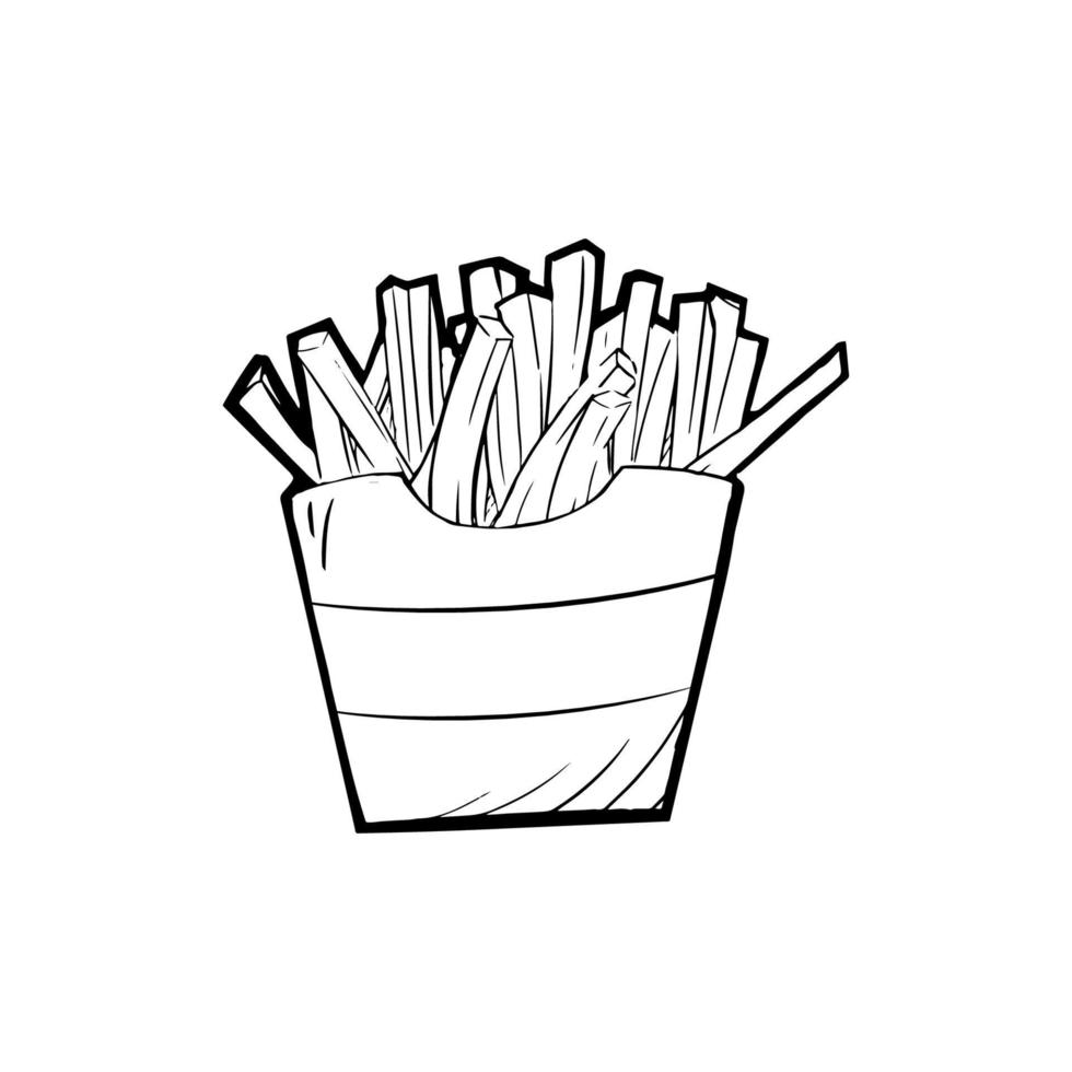 papas fritas dibujadas a mano doodle vector