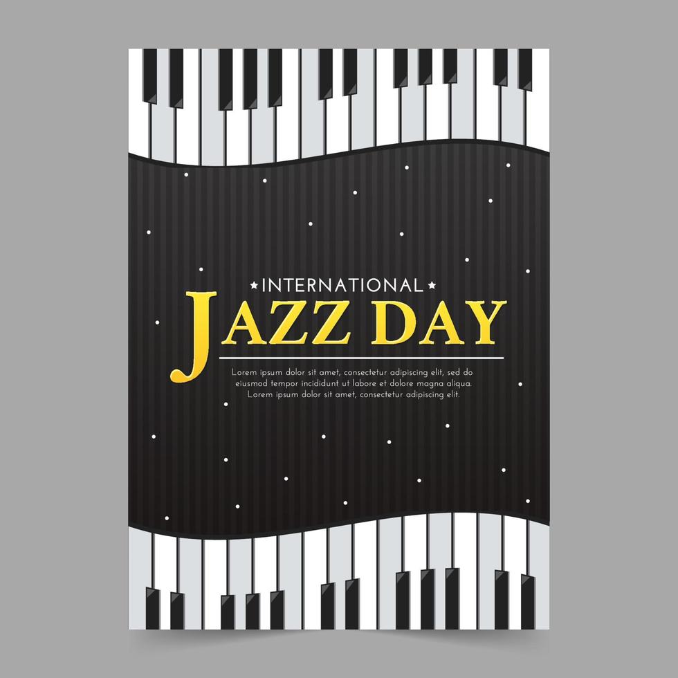 plantilla de póster del día internacional del jazz con vector de piano