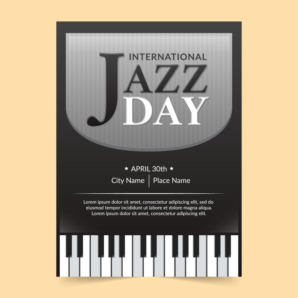 plantilla de póster del día internacional del jazz con vector de piano