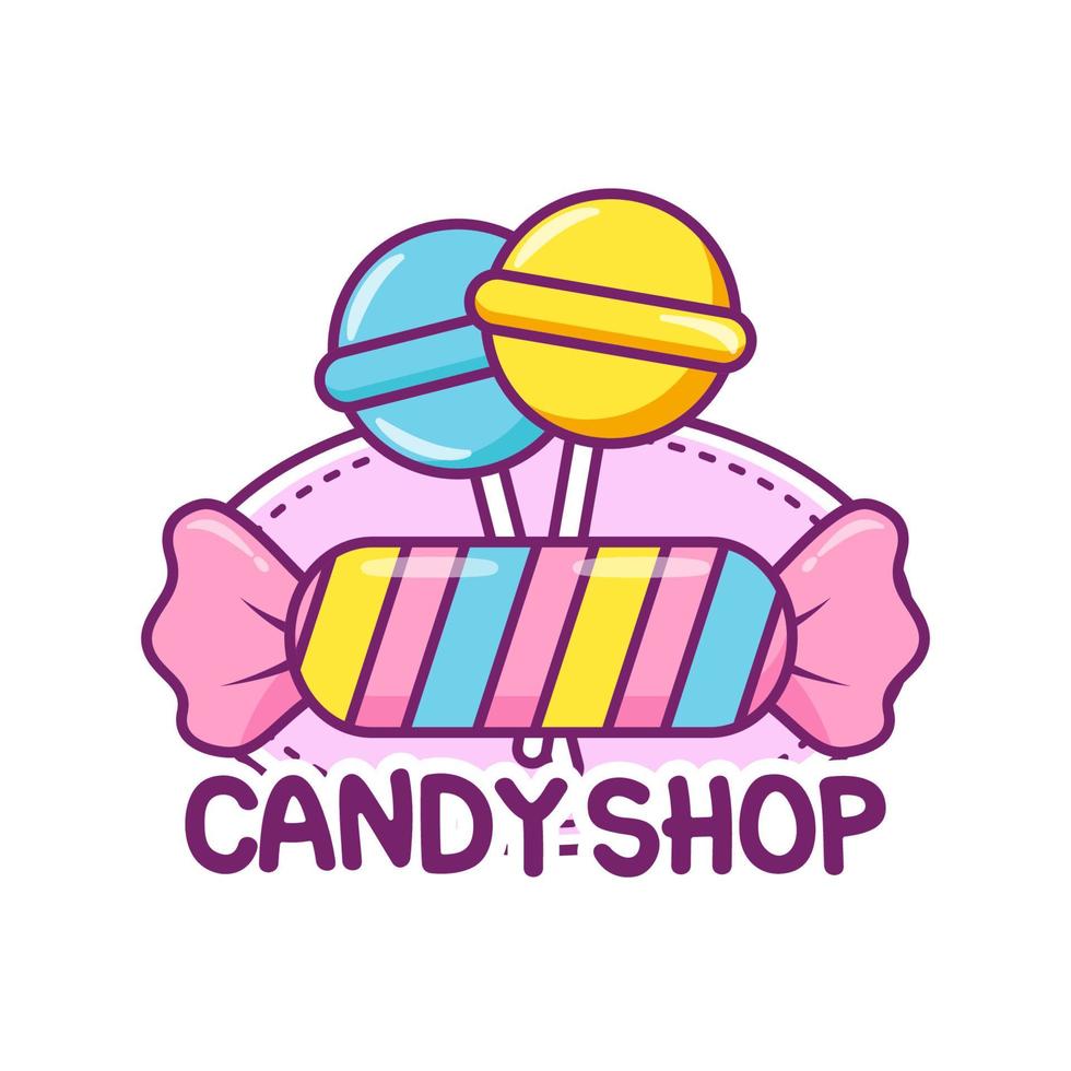 logo de concepto de tienda de dulces coloridos vector