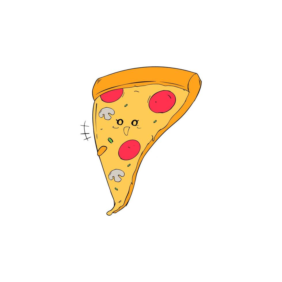 hand drawn pizza doodle vector