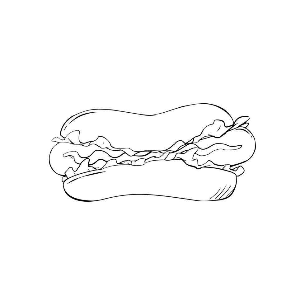 hand drawn hotdog doodle vector