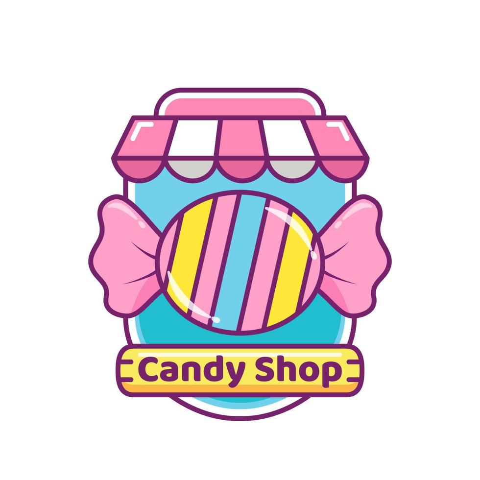 logo de concepto de tienda de dulces coloridos vector