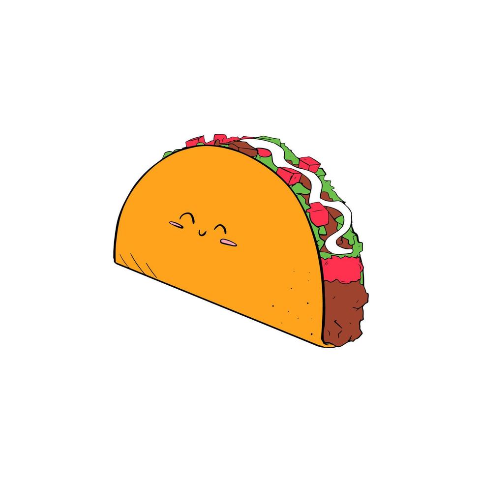 hand drawn taco doodle vector