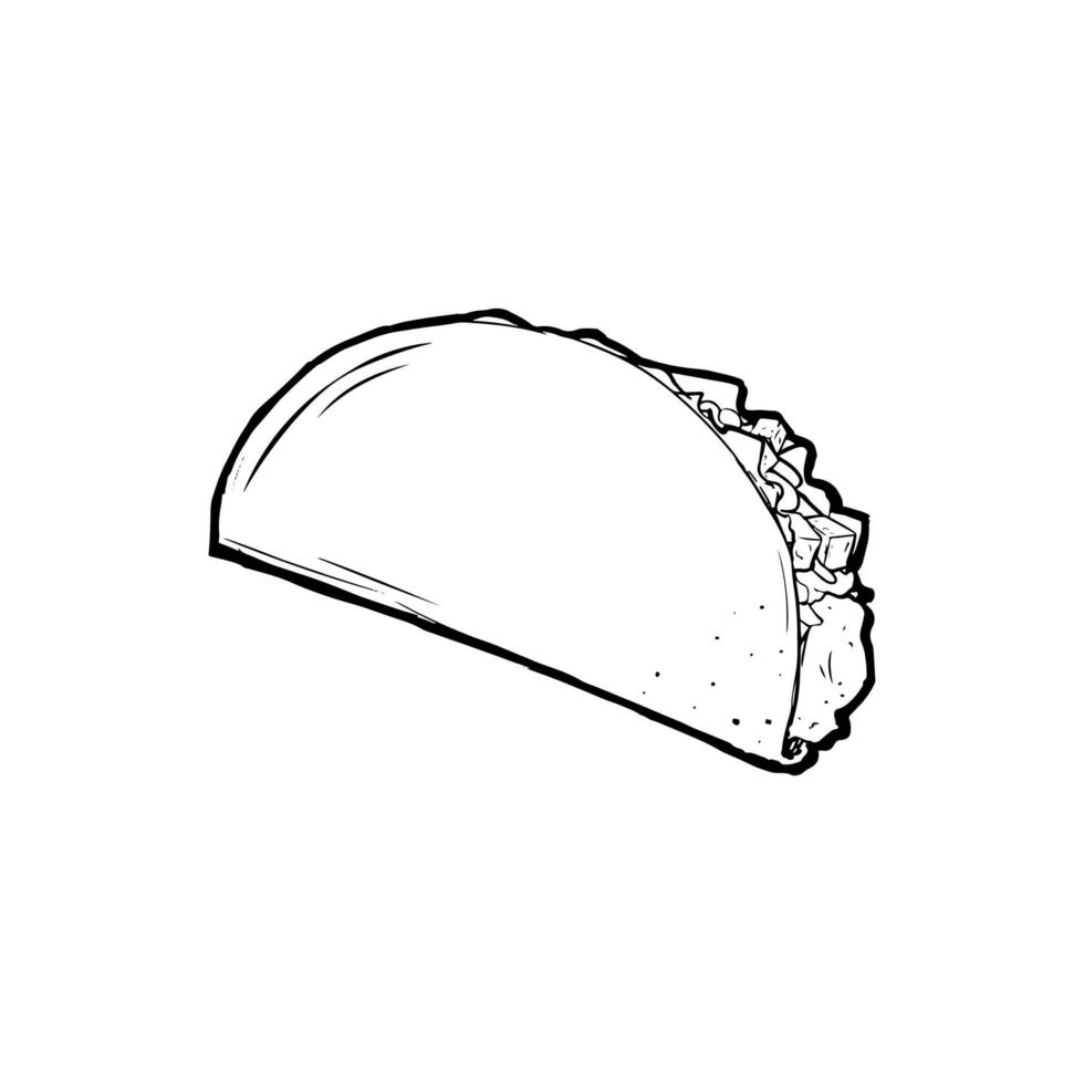 hand drawn taco doodle vector