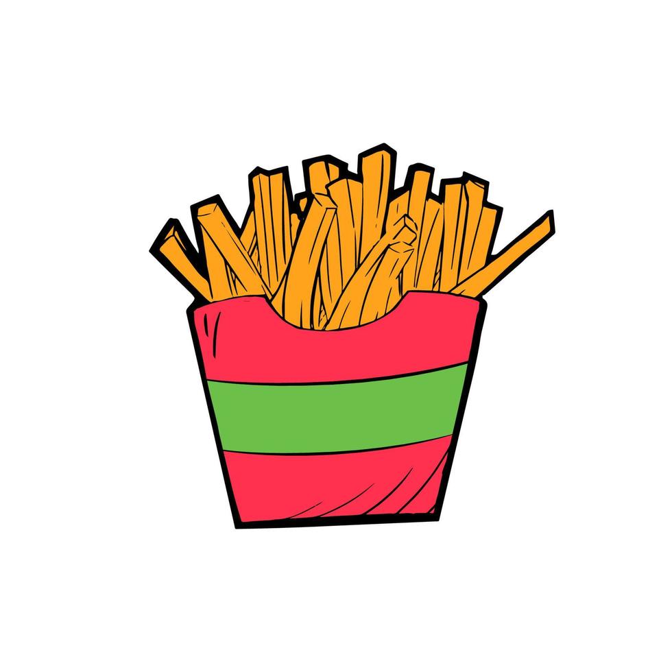 papas fritas dibujadas a mano doodle vector