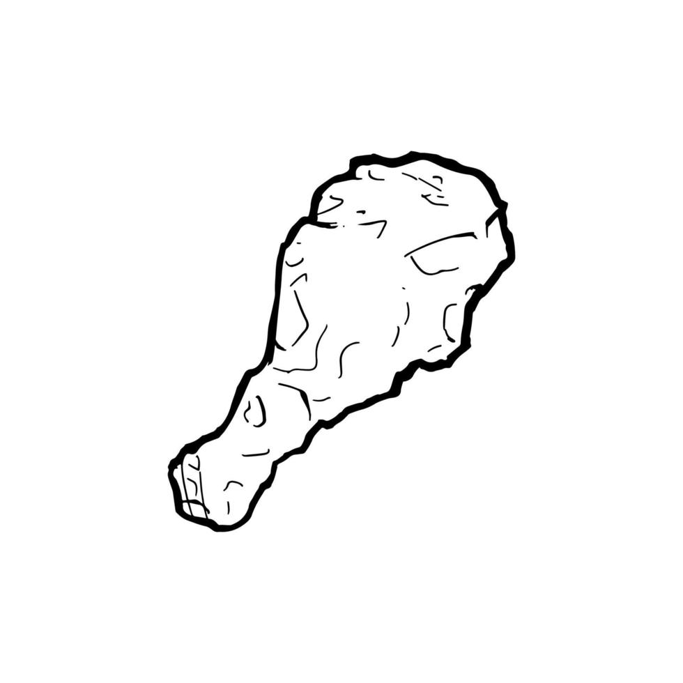 hand drawn fried chicken doodle vector