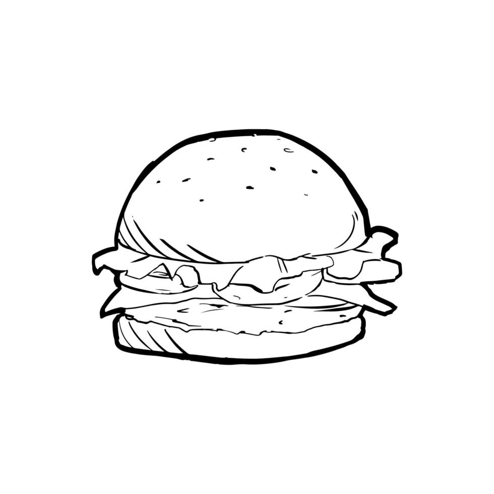 hand drawn burger doodle vector