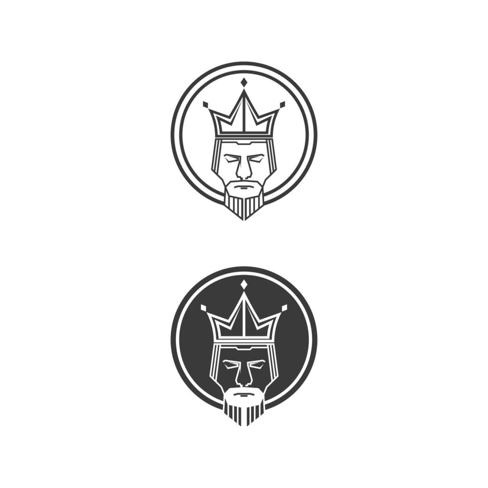 conjunto de logotipo de corona y logotipo de rey logotipo de reina, princesa, diseño de ilustración de icono de vector de plantilla imperial, real y negocio de logotipo de éxito