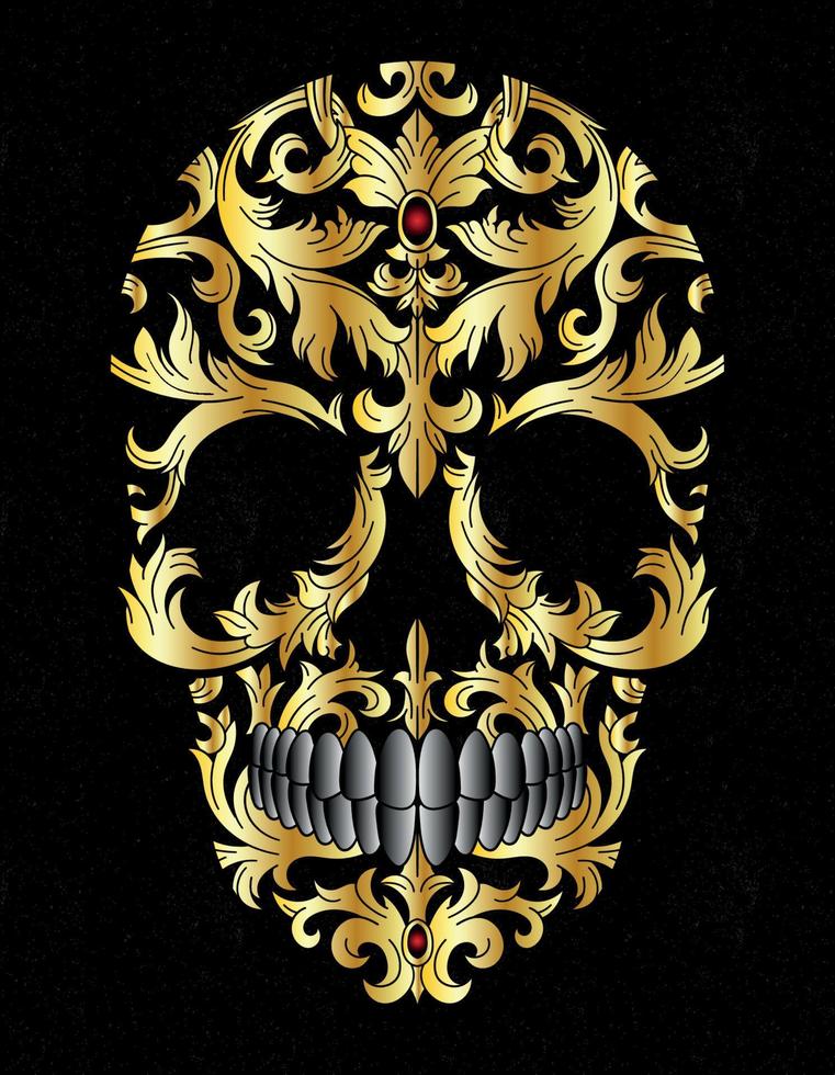 mexican skull ornament gold vector