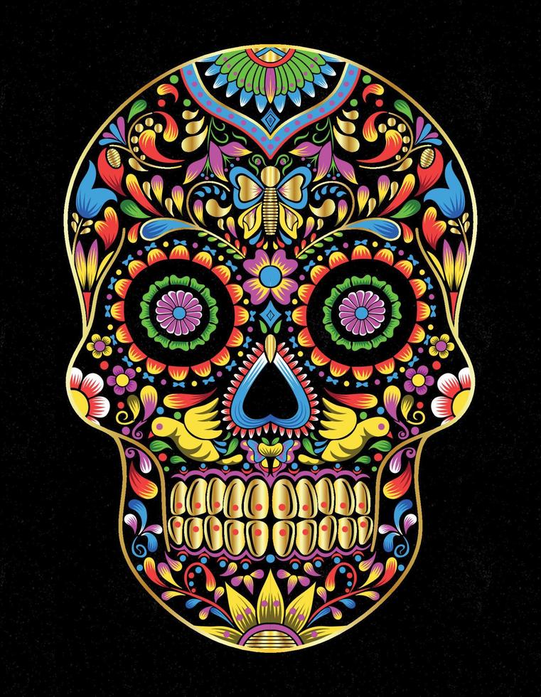 mexican skull colors vector