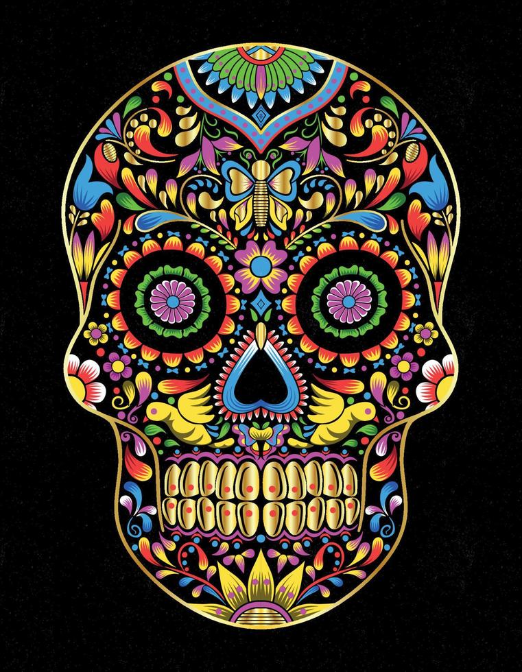 mexican skull colors vector