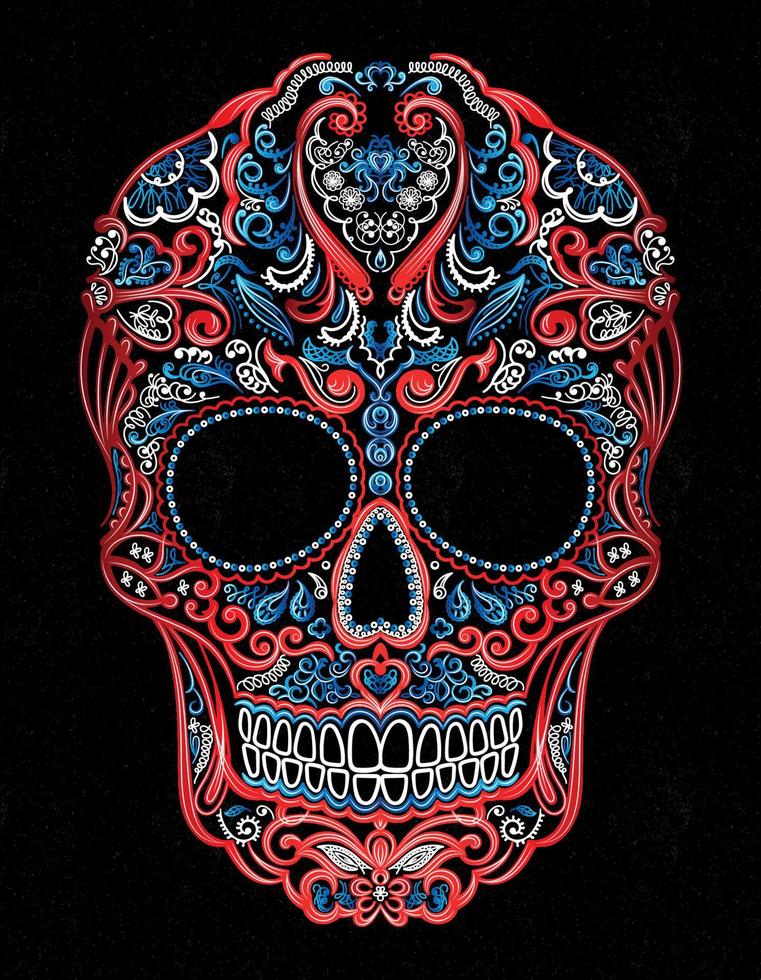 mexican ornament red and blue vector