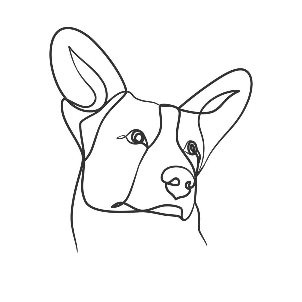 Continuous line drawing style of dog head vector