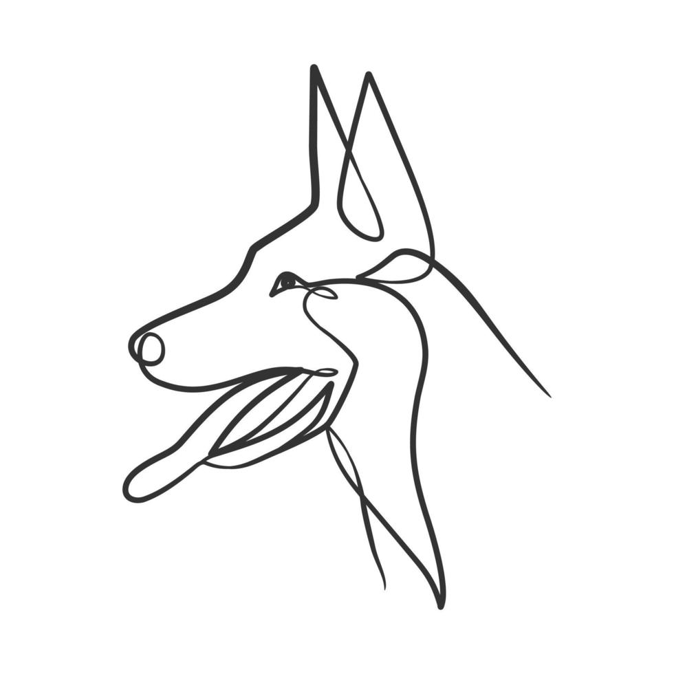 Continuous line drawing style of dog head vector