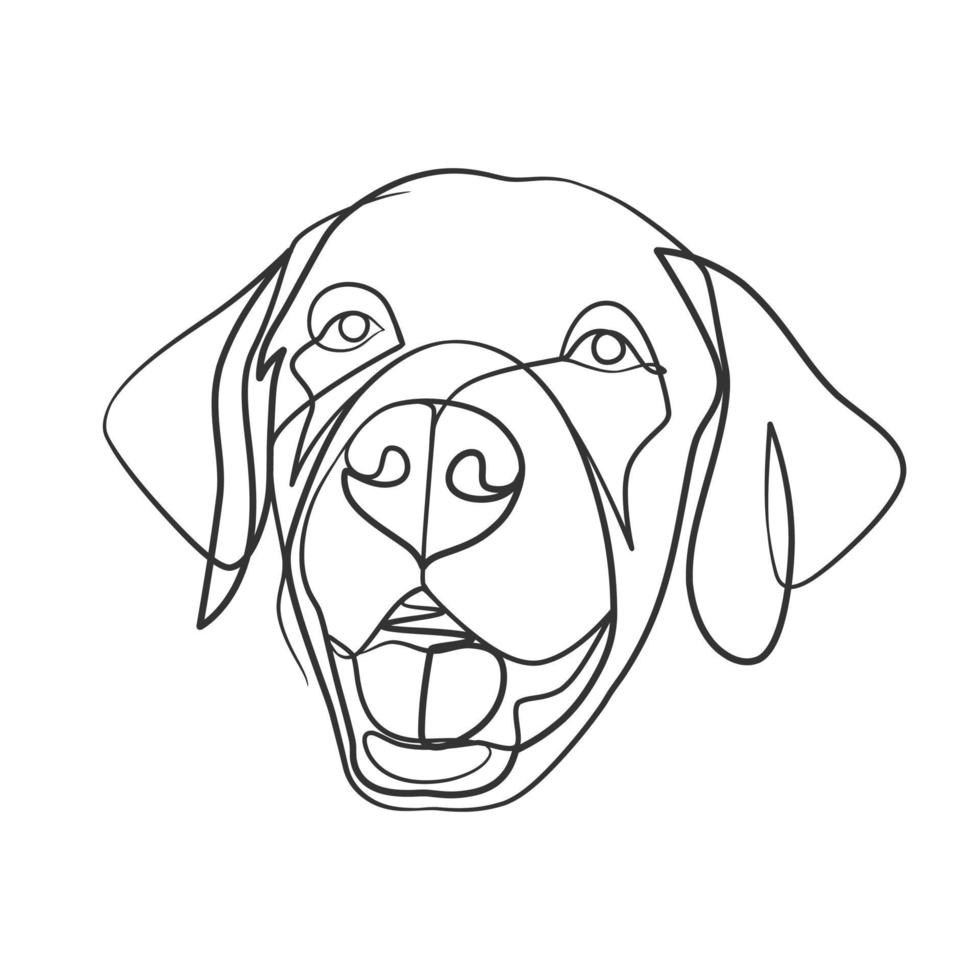 Continuous line drawing style of dog head vector